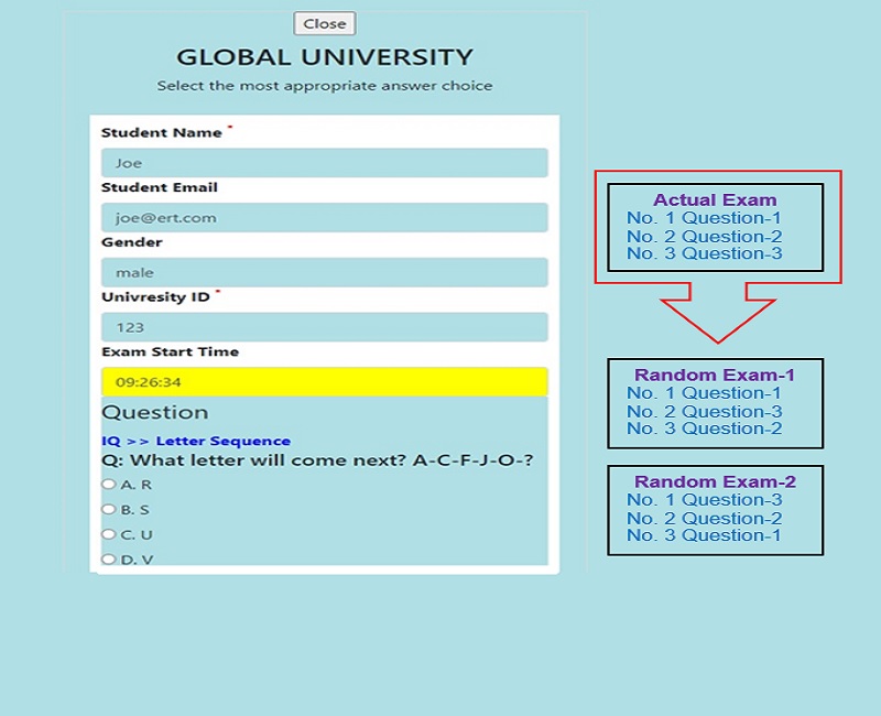 Online Test Platform for Cheating Prevention