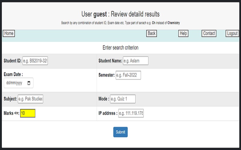 Self registration for online exam software